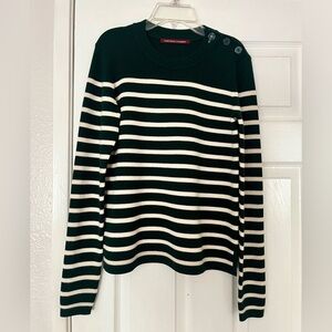 Comptoir des Cotonniers Wool Striped Sweater - Size XS/S - Deep Green & White
